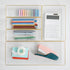 Martha Stewart Kerry Plastic Stackable Office Desk Drawer Organizers, Set of 5 with Gold Trim