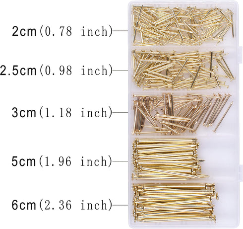 OMOTOOL Hardware Nail Assortment Kit, 510pcs Brass Plated Nails for Hanging Pictures and Woodworking