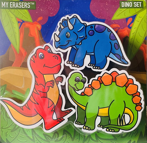 Magnetic Dry Erase Eraser Set - 3 Pack Cute Dinosaurs for Kids and Classroom Board Accessories