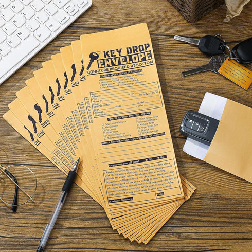Geyee 500 PCS Drop Key Envelopes - Self Adhesive Overnight Drop Box Envelopes for Auto Repair Shops