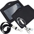 ID Card Case + Lanyard + Badge Holder, Retractable Reel Carabiner, Genuine Leather Horizontal Black