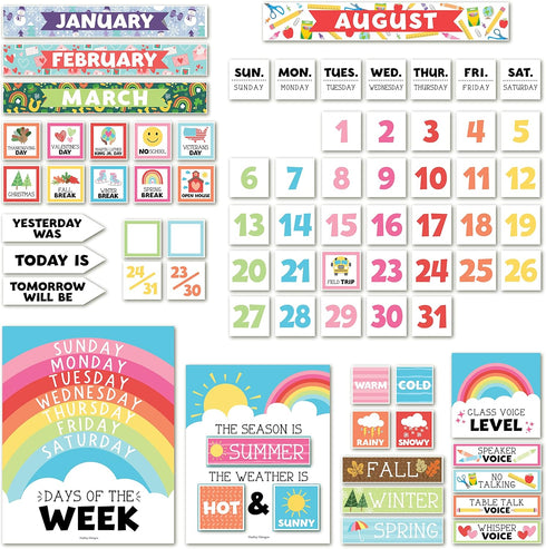 Hadley Designs Doodle Classroom Calendar Set, Bulletin Board Sets for Teachers