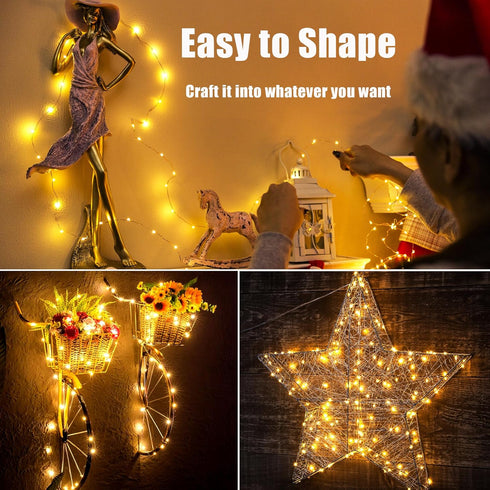 Jatlukbaat 2 Pack 16.4ft 50 8 Fairy Lights Battery Operated - LED Starry Fairy Lights , Modes Waterproof with Timer