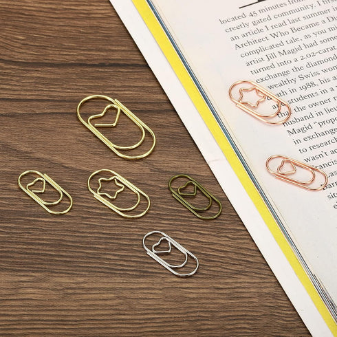 MECCANIXITY Heart-Shaped Paper Clip Fun Clips - Cute Decorative Bookmarks 0.8 Inch Bronze Tone, Pack of 100
