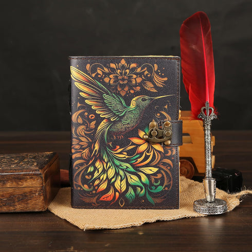 Blank Book of Shadows Spell Leather Journal, Vintage Notebook with 200 Pages for Wiccan Sketching