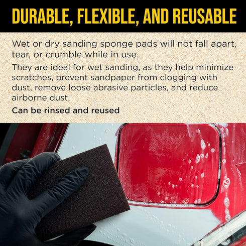 4-Sided Pack, 18, 36, 60, 80, 100, 120, 150, 180, 220, 320-3.9" 2.75" 1" Dura-Gold Hand Sanding Block Sponge Variety