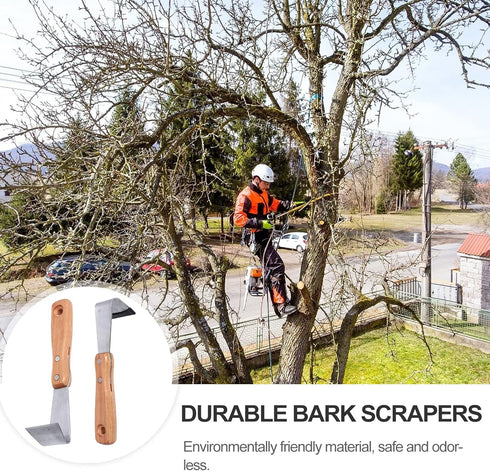 DOITOOL Felled Draw Shave Knife: 2pcs Bark Removal Tool, Woodworking Log Debarker Tool, Bark Peeler