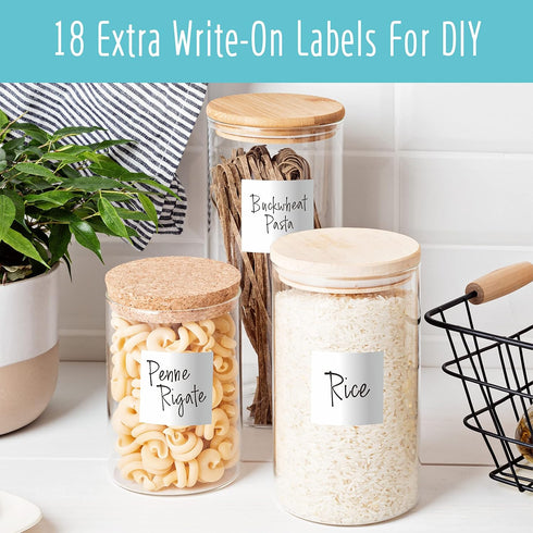 Hebayy 234 Minimalist Kitchen Food Labels, 216 Preprinted Stickers for Pantry Containers, Waterproof, No Residue