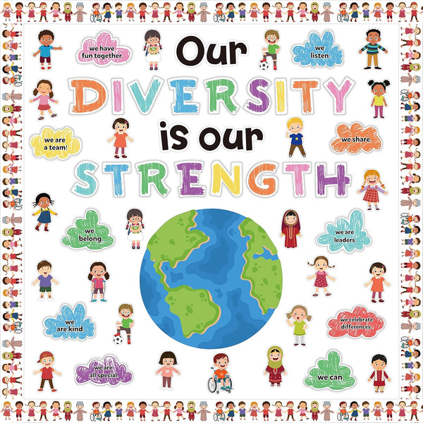 B1ykin 112Pcs Diversity Strength Bulletin Board Name Tags Decoration Set for Elementary School Classroom