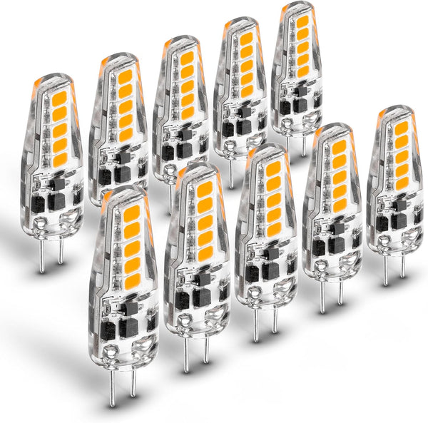 G4 LED Bulb 12V-24V JC Type, 2W Warm White 2700K, 20W-30W Halogen Equivalent, Non-Dimmable, 10pcs for Landscape Lighting