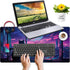 XXL Large Cool Purple Kawaii Anime Moom Cat Desk Mat, Cute City Cats Gaming Mouse Pad 31.5x15.75 in