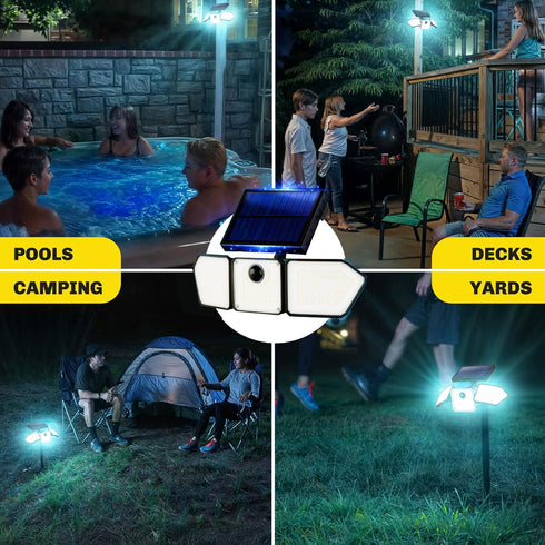 2 89 3 IP65 Bionic Flood Light Pk Solar Lights Outdoor Waterproof, Ultra Bright LEDs, Heads Wide Angle Motion Sensor