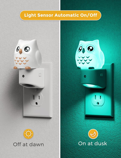 3D 3000K, 3 L LOHAS LED Night Light for Kids, Owl Night Light Plug in, Dusk to Dawn Nursery Night Lights, RGB+Soft