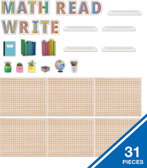 Carson Dellosa 31-Piece Subject Bulletin Board Set - Read, Write, and Math Signs for Bulletin Boards