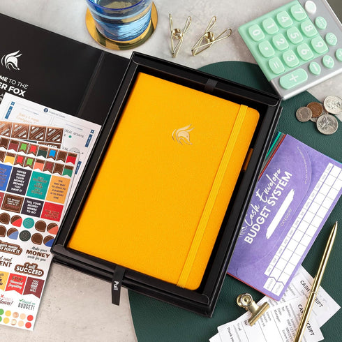 Clever Fox Budget Planner Premium Edition - Expense Tracker Notebook + 5 Cash Envelopes, A5 Hardcover