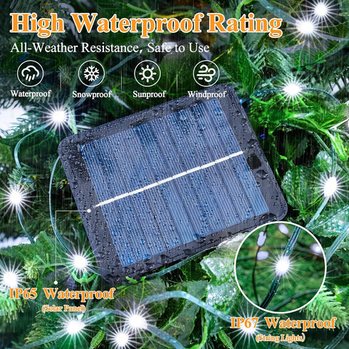 2 Pack 480LED 158FT, IP67 8 Solar String Lights Total Waterproof Solar Lights for Outside with Modes, Upgraded Solar