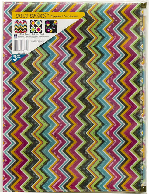 C-Line Reusable Poly Envelope, Zip 'N Go, Bold Basics Design, Pack of 3 (55610)
