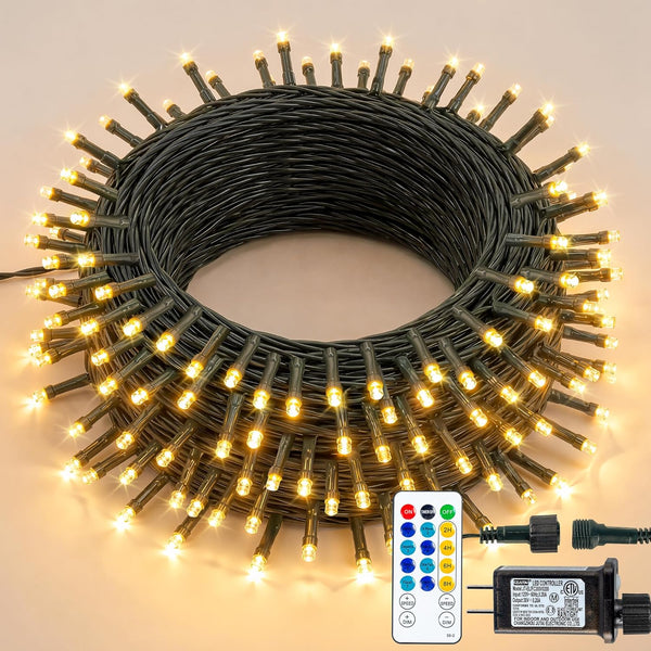 Hopolon String Lights Indoor Outdoor, 33 FT 100 LED Christmas Lights with