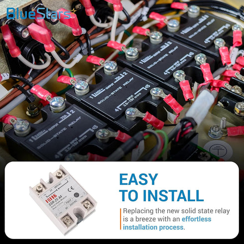 BlueStars SSR-25AA Solid State Relay, AC to AC Input 80-250VAC, Output 24-380VAC, 25A, Pack of 2
