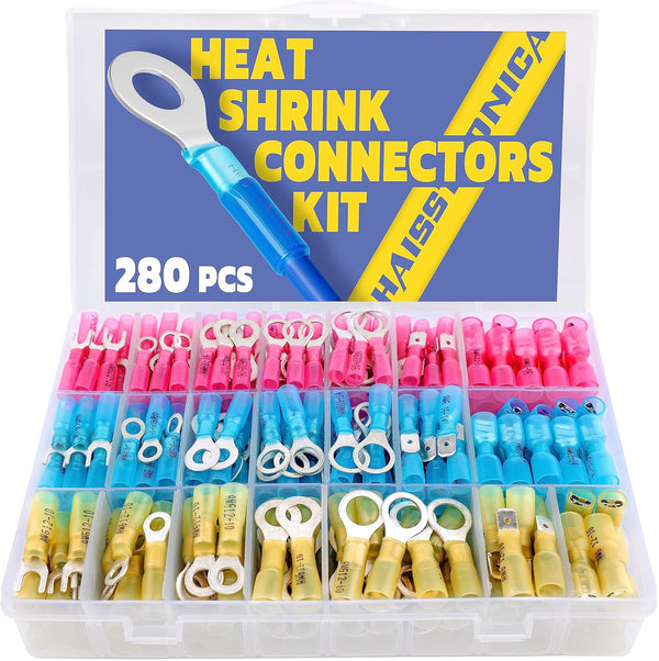 haisstronica 280PCS Marine Grade Heat Shrink Wire Connectors, Electrical Connectors Kit of Tinned Copper