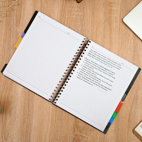 CAGIE 5 Subject College Ruled Notebook, 8.5'' x 11'' Hardcover with 5 Removable Colored Dividers, 240 Pages