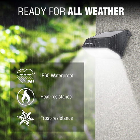 EL8570 1000 Wagan Lumens Outdoor LED Solar Wall Light Waterproof Motion Detected Light, Black
