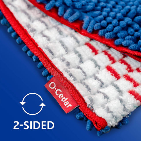 O-Cedar Hardwood Floor 'N More Mop with 1 Extra Refill, Microfiber Mop, Use Wet or Dry, Red