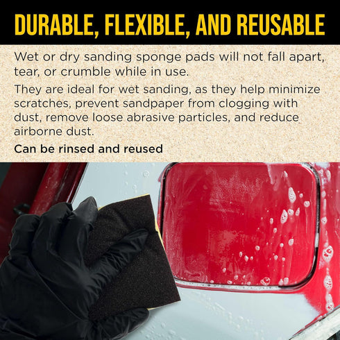 120 10 4.7" 3.9" Dura-Gold Grit Double-Sided Sanding Sponges, Box of - Performance Flex x Wet or Dry Flexible Softback