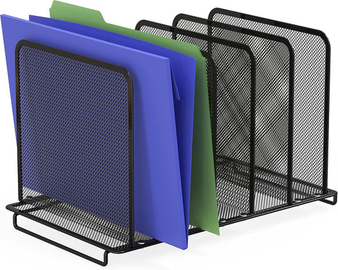 Simple Houseware 5 Section Upright File Sorter Organizer, Black Expandable