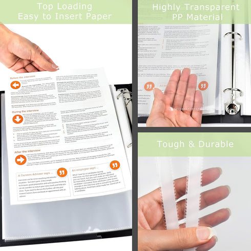Heavy Duty Recipe Protectors, 30 Pack, Holds Standard 8.5" x 11" Paper, Reinforced Holes