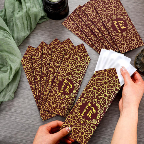 Sinmoe 72 Pcs Eid Mubarak Money Envelopes, 6.7 x 3.2 inch Gold Foil Cash Gift Card Set for Eid Holiday