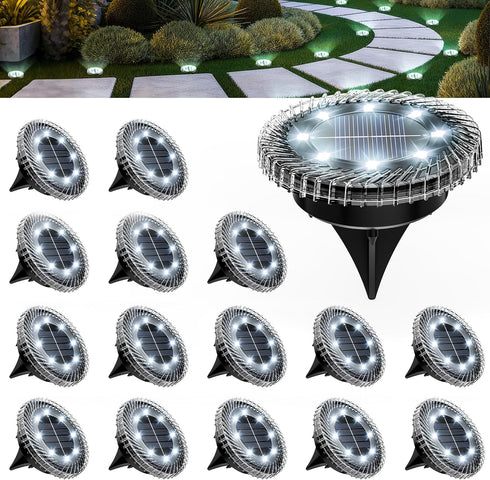 PATIOWIN 16 Pack Small Solar Ground Lights, Pathway Lights Waterproof, Outdoor Solar