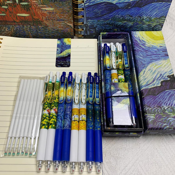 Starry Night Pens, Van Gogh Office Supplies, Black 0.5mm Fine Point Smooth Writing Pens for Journaling