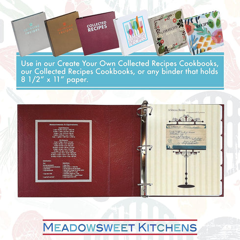 Meadowsweet Kitchens 3 x 5 Vintage Recipe Card Holders for 3 Ring Binders
