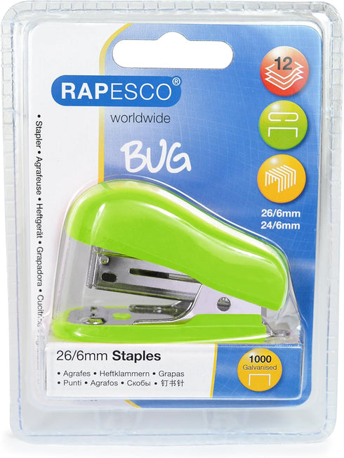 Rapesco Bug Mini Stapler, Green Color (1411)