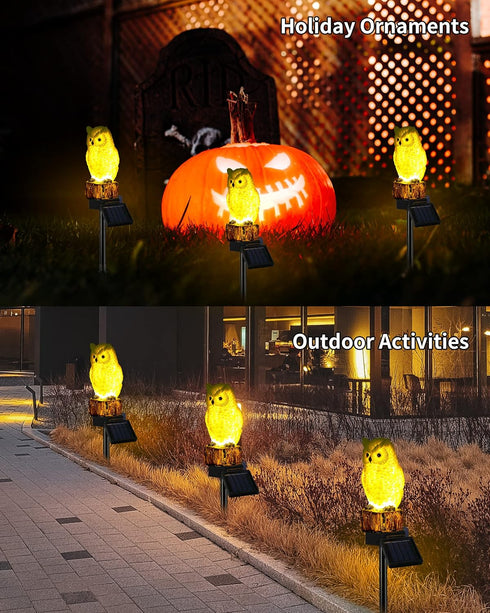 Owl Solar Decorative Garden Stake Lighting, Cute Animal Waterproof Figurine Lights Ornament for Pathway, Patio, Lawn