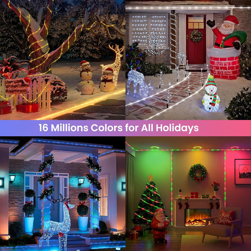 33ft 100LED Jnaurb RGB Color Changing Rope Lights Outdoor, Smart String Lights with Remote & APP Control, Waterproof