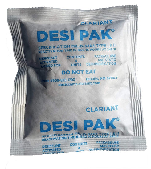 Desi-Pak Bentonite Clay Desiccant with Humidity Indicator, 4 Packs (5oz or 140g Each)