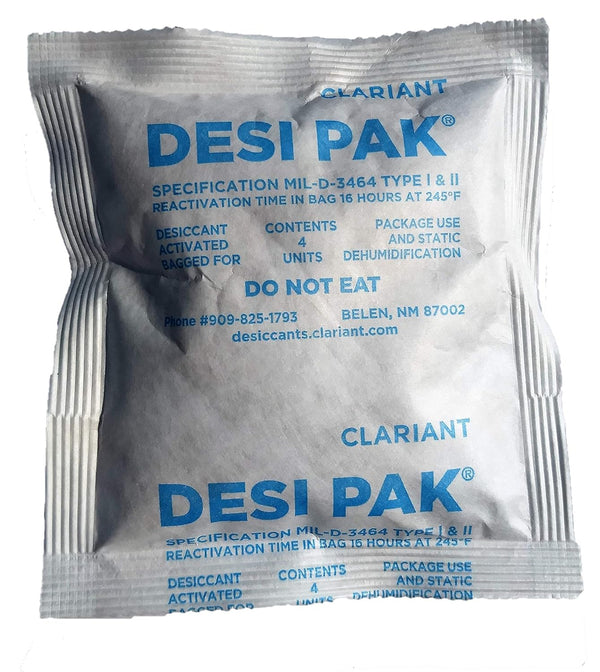 Desi-Pak Bentonite Clay Desiccant with Humidity Indicator, 4 Packs (5oz or 140g Each)