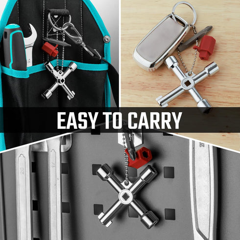 DURATECH 4 Way Sillcock Key with Bit, Multi-functional Water Key for Valve, Faucet, and Spigots