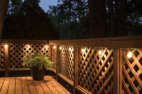 24ft, 12 Bulbs, 2200K Commercial 38356 Enbrighten LED Bistro Outdoor String Lights, Shatter Resistant Lifetime Warm