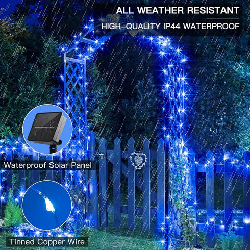 suddus 2 Pack 33ft Solar Fairy String Lights, 100 LED Blue Copper Wire for Outdoor Garden, Party Decorations