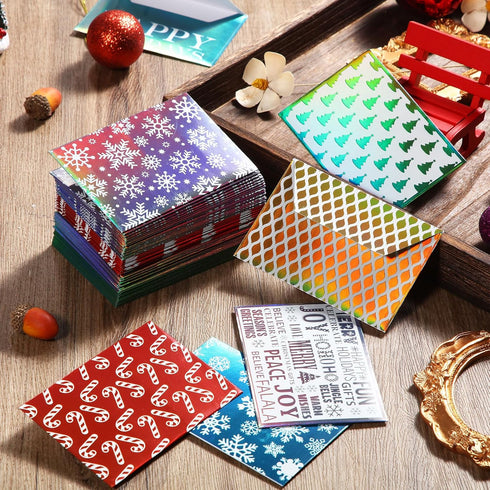 Jetec 120 Pcs Christmas Gift Card Holder Foil Embossed Envelopes, Assorted Color Metallic Sleeves