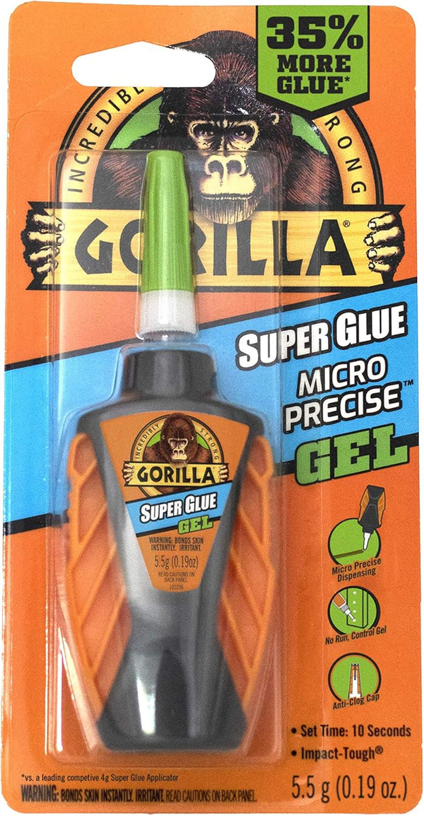 Gorilla Micro Precise Super Glue Gel, 5.5 Gram, Clear, Pack of 1