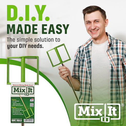 Drywall Mud Mixer for Paint, Epoxy Resin, Potting Soil, 18" Length, Non-Slip Zinc Plated Hex Shaft