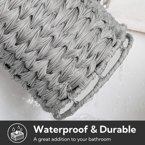 4 GRANNY SAYS Wicker Freestanding Toilet Paper Holder Stand with Storage, Modern Covered Toilet Paper Stand for Rolls