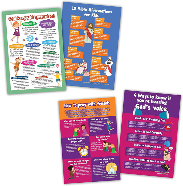 NewEights Bible Knowledge Series - 5 Learning Posters (6-Pack) for Home Schooling, Educational Charts