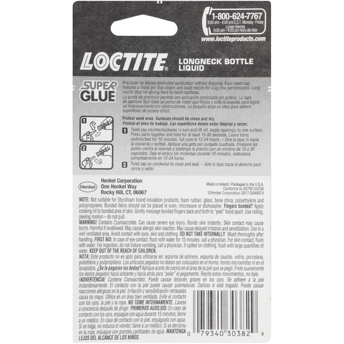 Loctite Super Glue Liquid Longneck Bottle, Clear, 0.35 fl oz, 2 Pack for Plastic, Wood, Metal, Crafts