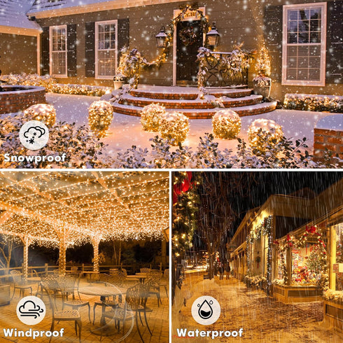 132FT(66*2) Lakumu Rechargeable Fairy Lights Battery Operated, Twinkle Lights with Remote &Timer, Warm White LED String