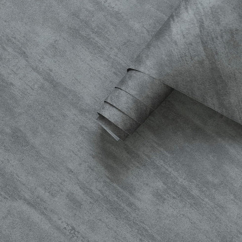16" 118" Thick Dark Grey Concrete Contact Paper - 3D Removable Peel and Stick Wallpaper for Kitchen Island Walls